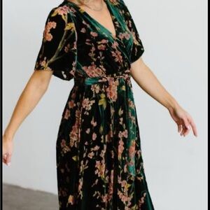 Floral Velvet Wrap Dress